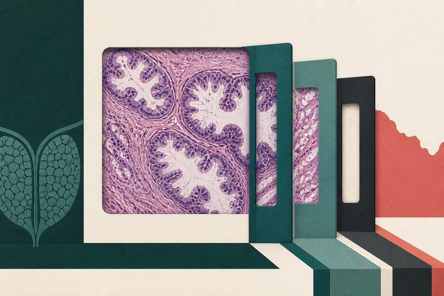 Prostate tissue seen through layered coverage windows